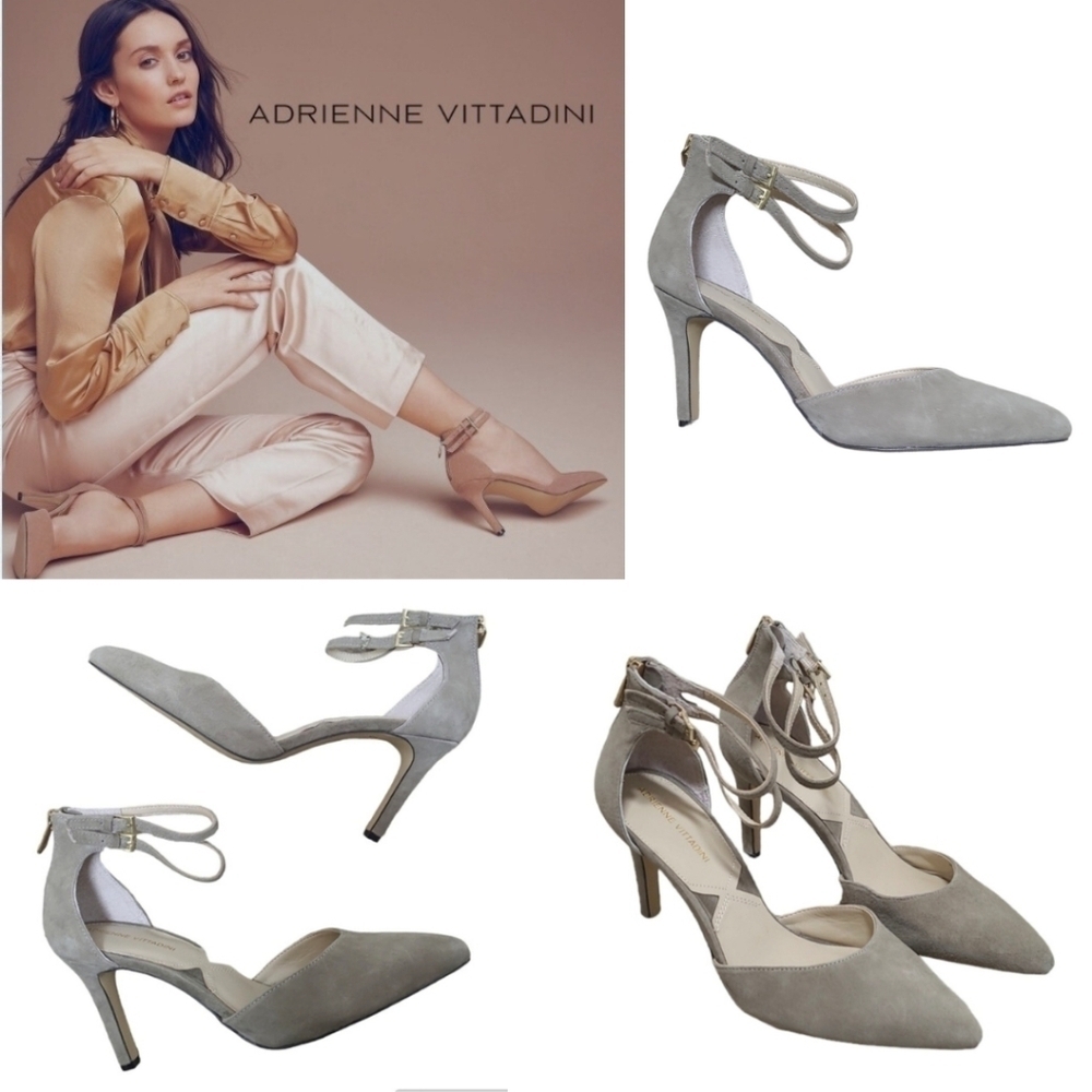 Adrienne Vittadini Taupe Suede Heels Size 9M